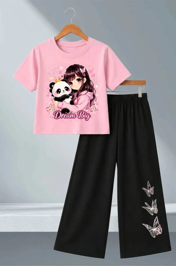 Pink_Graphic_T-Shirt_And_Black_Wide-Leg_Pants_Set_for_Girls