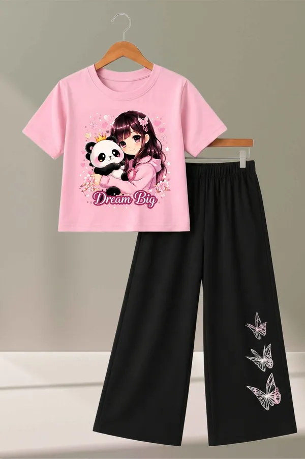 Pink_Graphic_T-Shirt_And_Black_Wide-Leg_Pants_Set_for_Girls
