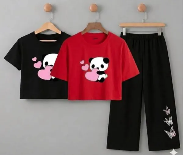 Red_Graphic_T-Shirt_And_Black_Pants_Set_For_Girls