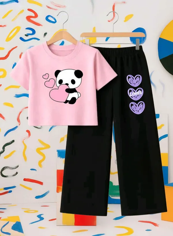 Lavender_Cotton_Relaxed_Fit_Graphic_T-Shirt_And_Straight_Pants_Set_For_Girls