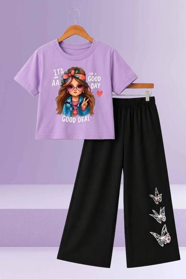 Purple_Graphic_T-Shirt_And_Black_Wide-Leg_Pants_Set_for_Girls