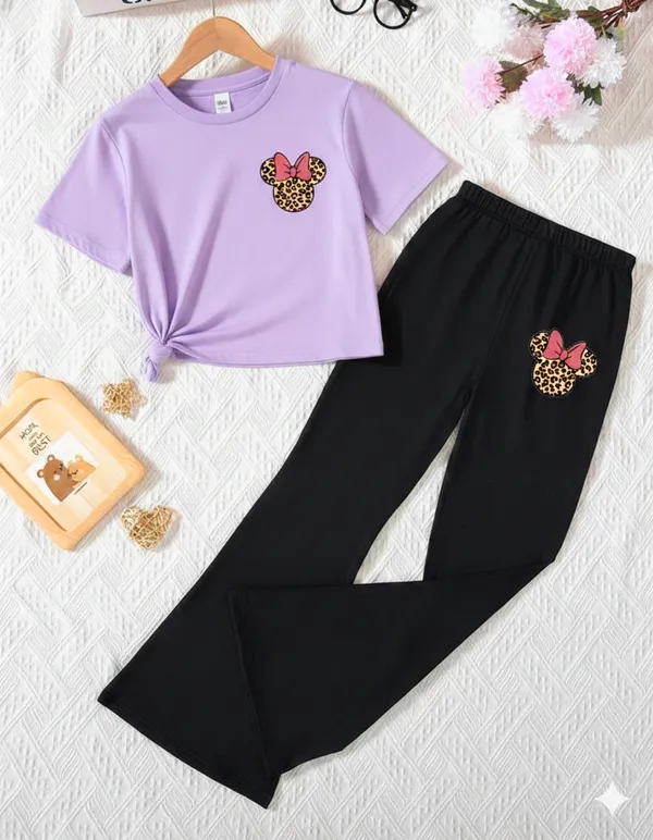 Lavender_Printed_T-Shirt_And_Black_Flared_Pants_Set_for_Girls