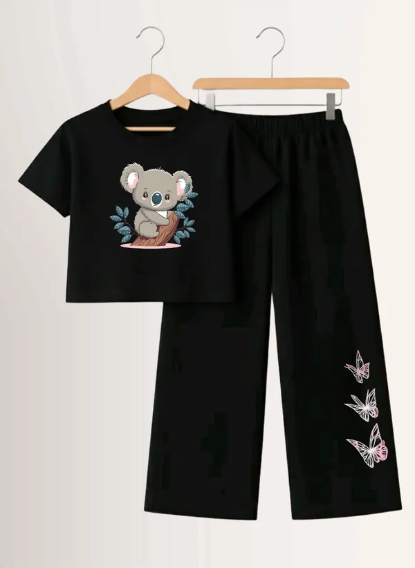 Pink_Printed_T-Shirt_And_Black_Pants_Set_For_Girls