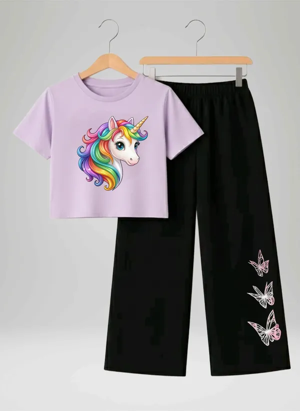 Pink_Printed_T-Shirt_And_Black_Pants_Set_For_Girls