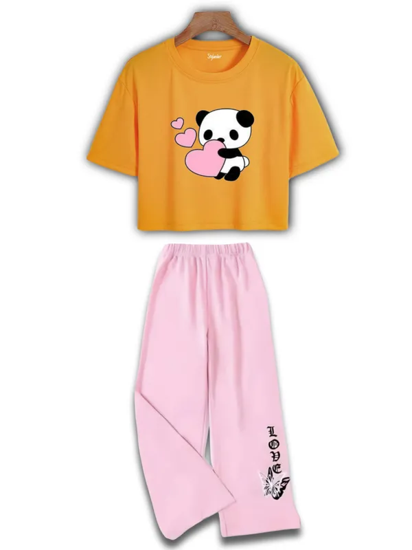 Orange_Printed_Two-Piece_Outfit_Set_for_Girls