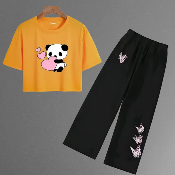 Black_Cotton_Relaxed_Fit_Panda_Print_Crop_Top_Wide_Leg_Pants_Set_For_Girls