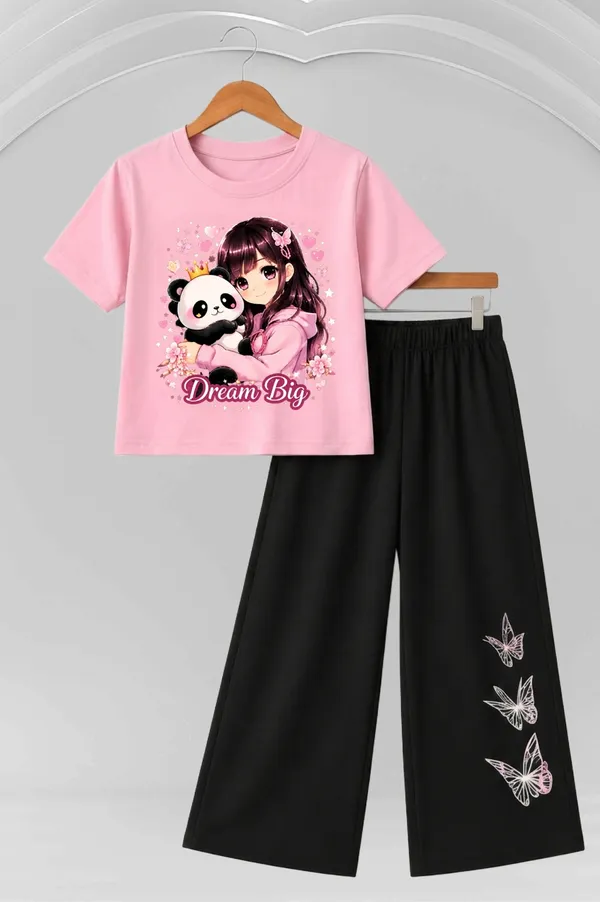 Pink_Graphic_T-Shirt_And_Black_Wide-Leg_Pants_Set_for_Girls