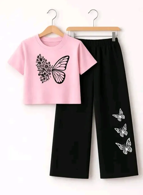 Pink_Short_Sleeve_Butterfly_Print_Set_for_Girls
