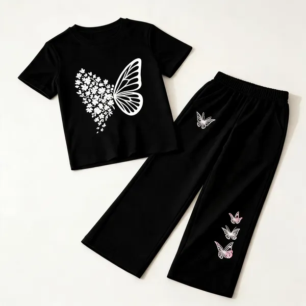 Black_Cotton_Relaxed_Wide_Leg_Floral_Print_Co-Ord_Set_For_Girls
