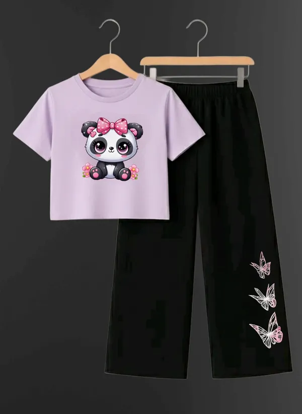 Pink_Printed_T-Shirt_And_Black_Pants_Set_For_Girls