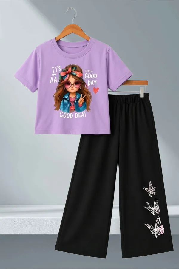 Purple_Graphic_T-Shirt_And_Black_Wide-Leg_Pants_Set_for_Girls