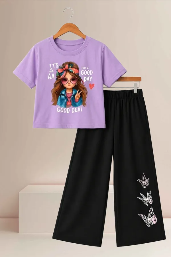 Purple_Graphic_T-Shirt_And_Black_Wide-Leg_Pants_Set_for_Girls