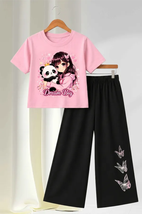 Pink_Graphic_T-Shirt_And_Black_Wide-Leg_Pants_Set_for_Girls