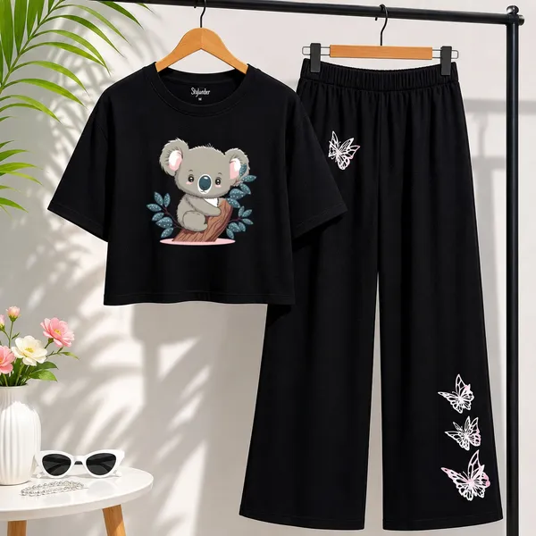 Black_Printed_Crop_Top_And_Wide_Leg_Pants_Set_for_girl