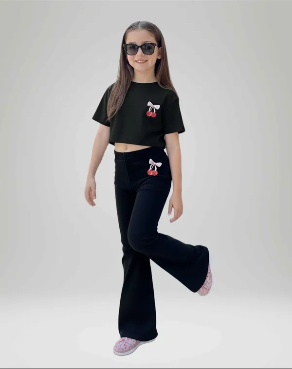 Black_Crop_Top_And_Flared_Pants_Set_For_Girls