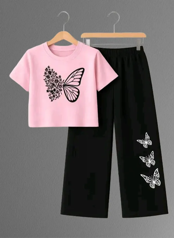 Pink_Short_Sleeve_Butterfly_Print_Set_for_Girls