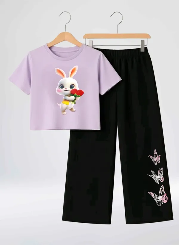 Pink_Printed_T-Shirt_And_Black_Pants_Set_For_Girls