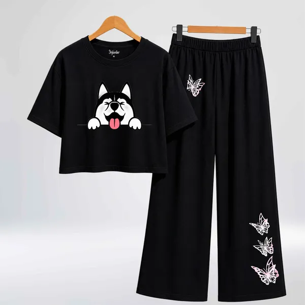 Black_Cotton_Relaxed_Dog_Print_Crop_Top_And_Wide-Leg_Pants_Co-Ord_Set_For_Girls