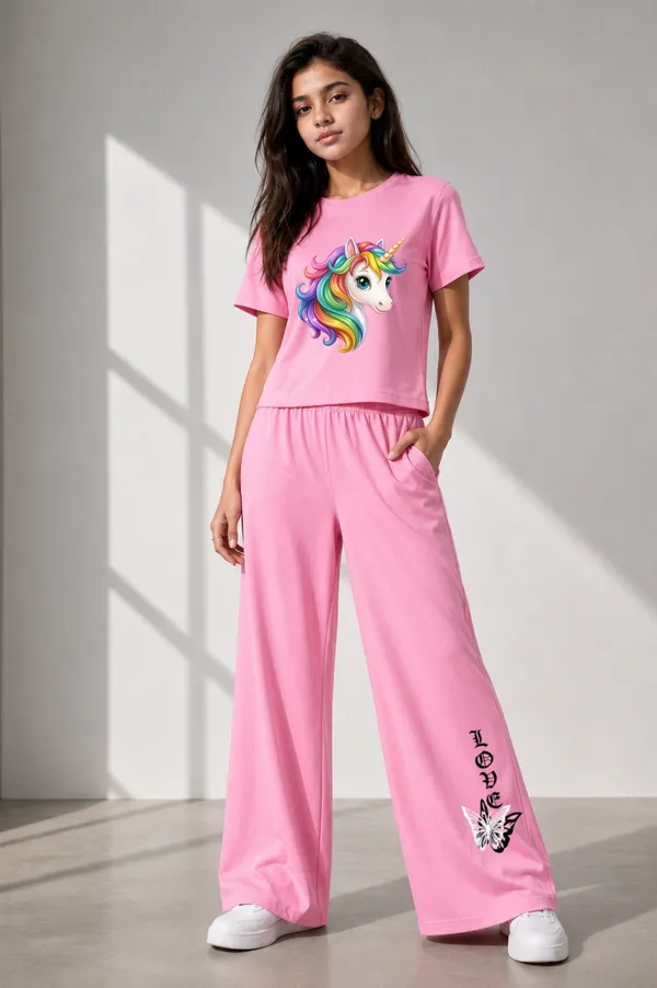 Pink_Unicorn_Print_Relaxed_Fit_Loungewear_Set_For_girl