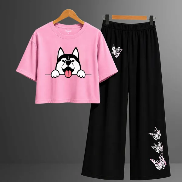 Black_Cotton_Relaxed_Dog_Print_Crop_Top_And_Wide-Leg_Pants_Co-Ord_Set_For_Girls