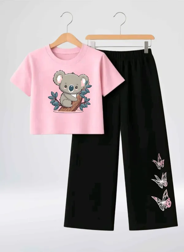 Pink_Printed_T-Shirt_And_Black_Pants_Set_for_Girls