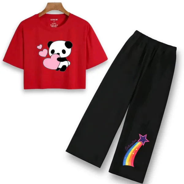 Orange_Printed_T-Shirt_And_Black_Flared_Pants_Set_for_Girls