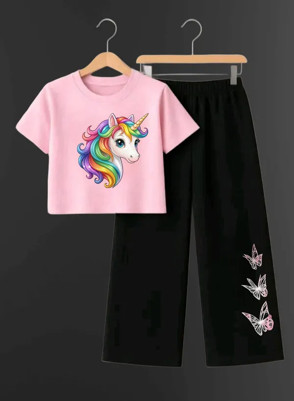 Pink_Printed_T-Shirt_And_Black_Pants_Set_For_Girls