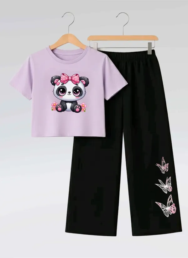 Pink_Printed_T-Shirt_And_Black_Pants_Set_For_Girls