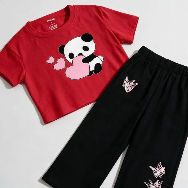 Red_Cotton_Relaxed_Fit_Graphic_Crop_Top_And_Black_Wide_Leg_Pants_Set_For_Girls