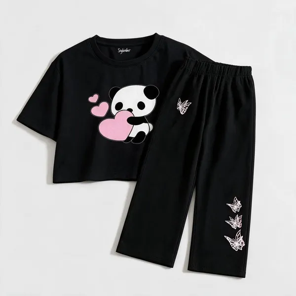 Black_Cotton_Relaxed_Fit_Printed_Crop_Top_And_Wide_Leg_Pants_Set_For_Girls