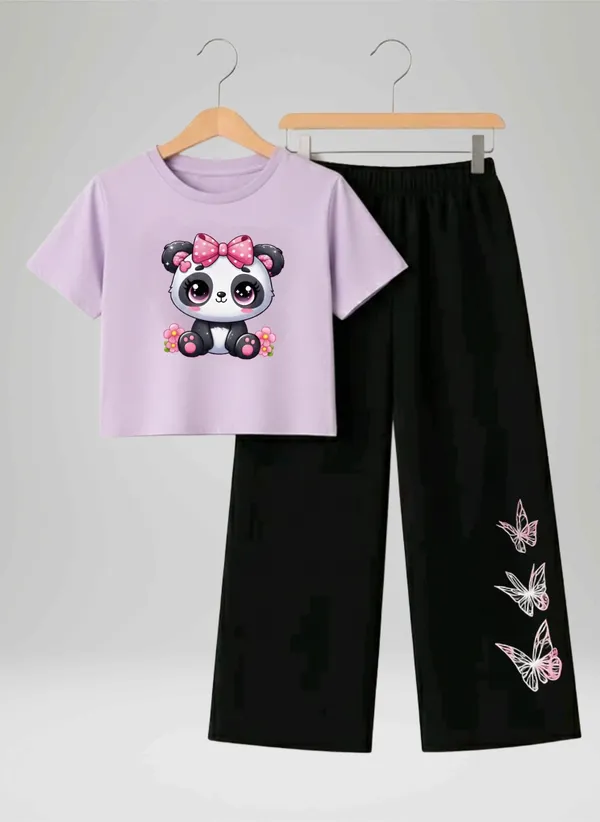 Pink_Printed_T-Shirt_And_Black_Pants_Set_For_Girls