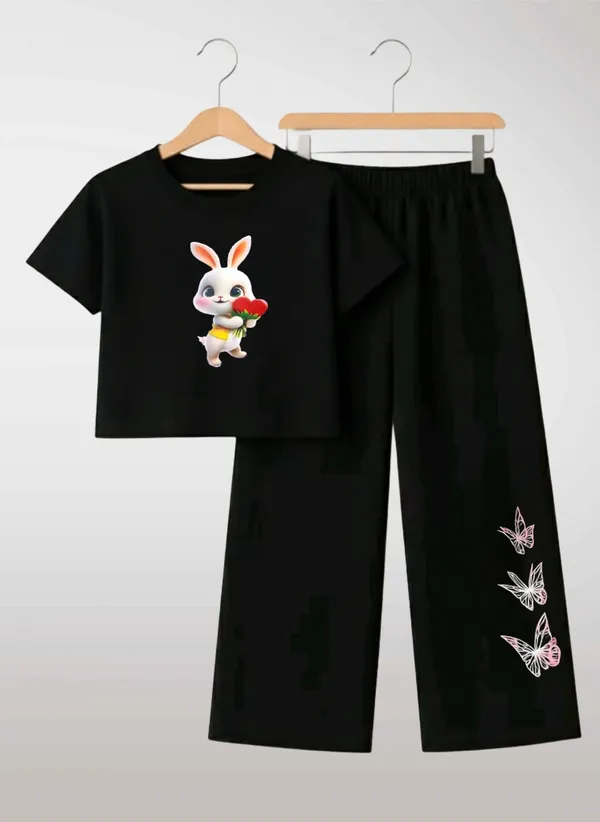 Pink_Printed_T-Shirt_And_Black_Pants_Set_For_Girls