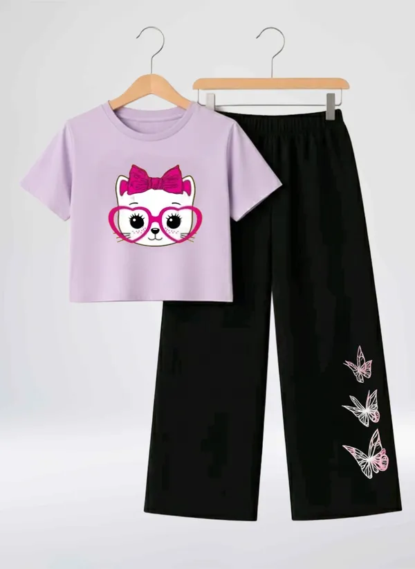 Pink_Printed_T-Shirt_And_Black_Pants_Set_For_Girls