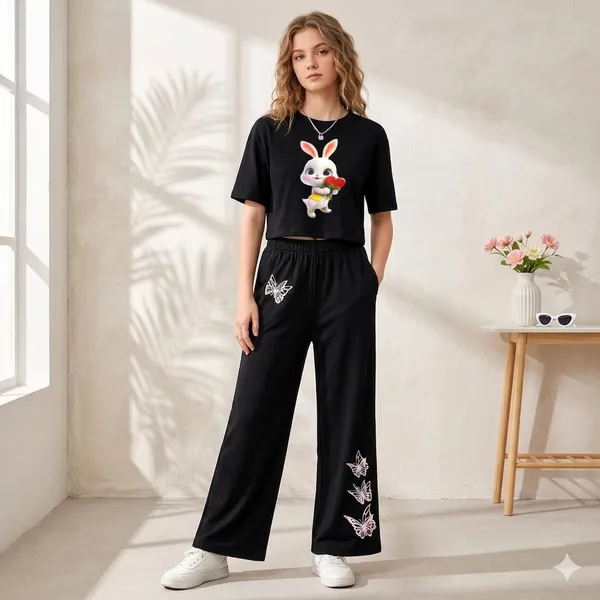Purple_Printed_T-Shirt_And_Black_Wide-Leg_Pants_Set_for_Girls