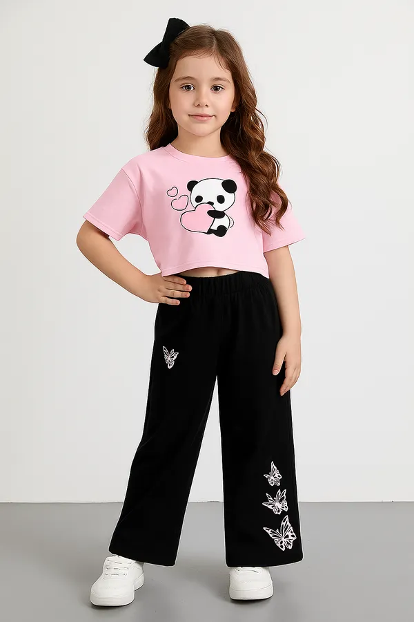 Red_Cotton_Relaxed_Fit_Graphic_Crop_Top_And_Black_Wide_Leg_Pants_Set_For_Girls