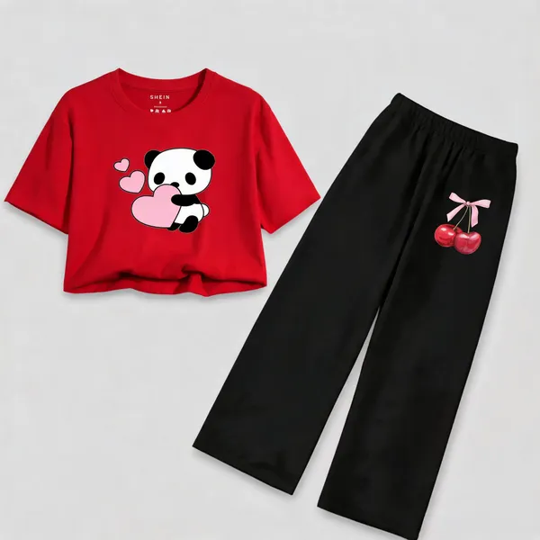 Red_Cotton_Relaxed_Panda_Print_Crop_Top_And_Wide_Leg_Co_Ord_Set_For_Girls