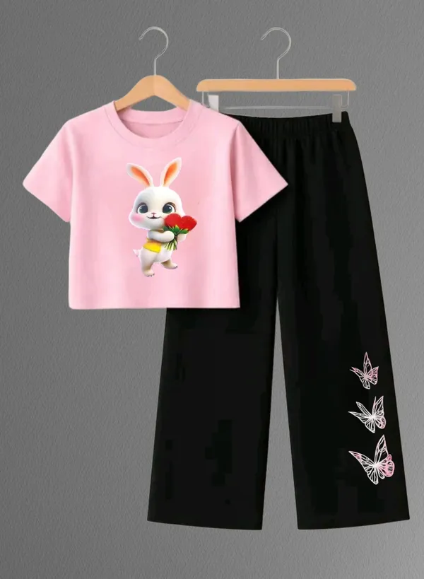 Pink_Printed_T-Shirt_And_Black_Pants_Set_For_Girls