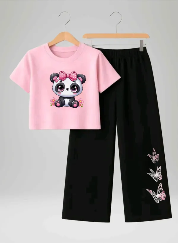 Pink_Printed_T-Shirt_And_Black_Pants_Set_For_Girls