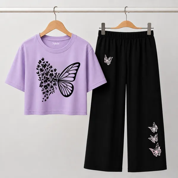 Lavender_And_Black_Butterfly_Print_Crop_Top_And_Palazzo_Set_for_girl