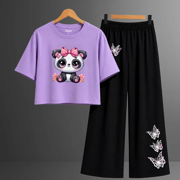 Purple_Casual_T-Shirt_And_Black_Palazzo_Set_For_Girls