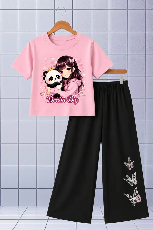 Pink_Graphic_T-Shirt_And_Black_Wide-Leg_Pants_Set_for_Girls