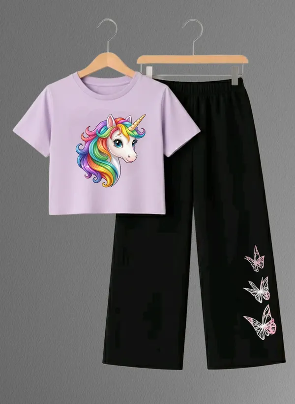 Pink_Printed_T-Shirt_And_Black_Pants_Set_For_Girls