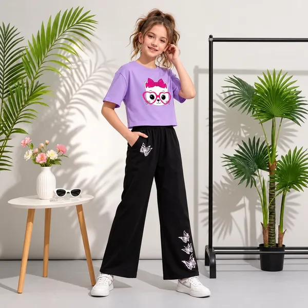 Lavender_Cotton_Printed_T-Shirt_Wide_Leg_Pants_Co_Ord_Set_For_Girls