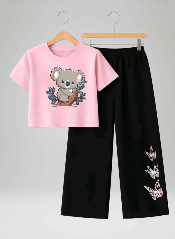 Pink_Printed_T-Shirt_And_Black_Pants_Set_for_Girls