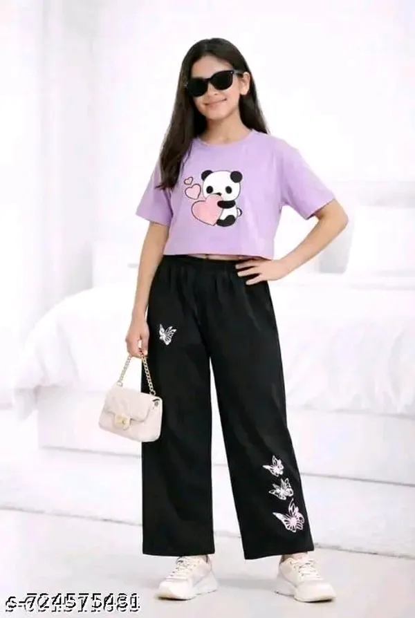 Purple_Printed_Crop_Top_And_Black_Wide_Leg_Pants_Set_For_Girls