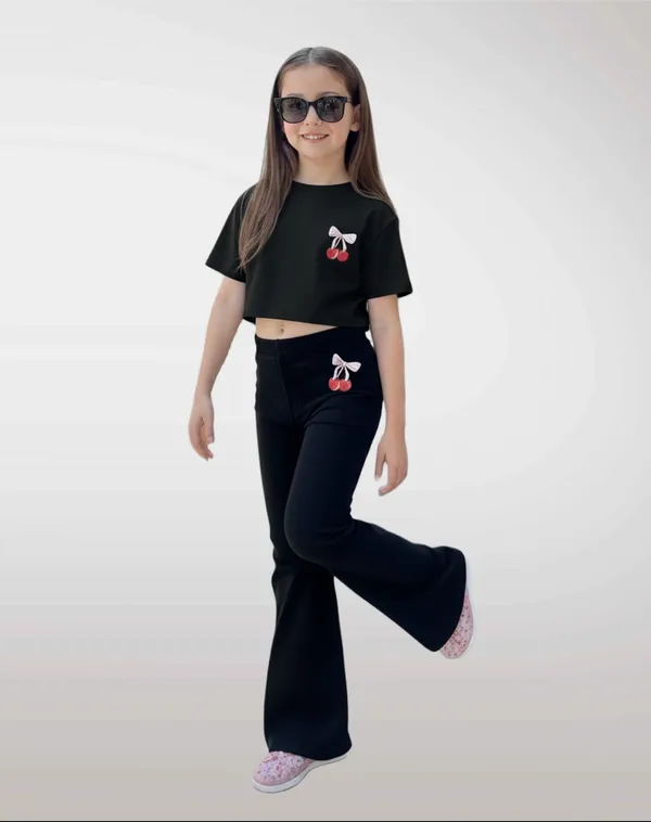Black_Crop_Top_And_Flared_Pants_Set_For_Girls