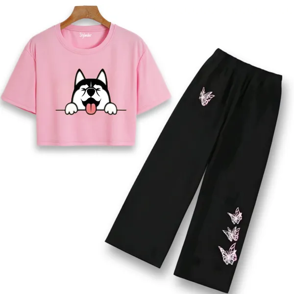 Black_Graphic_Crop_Top_And_Pants_Set_For_Girls
