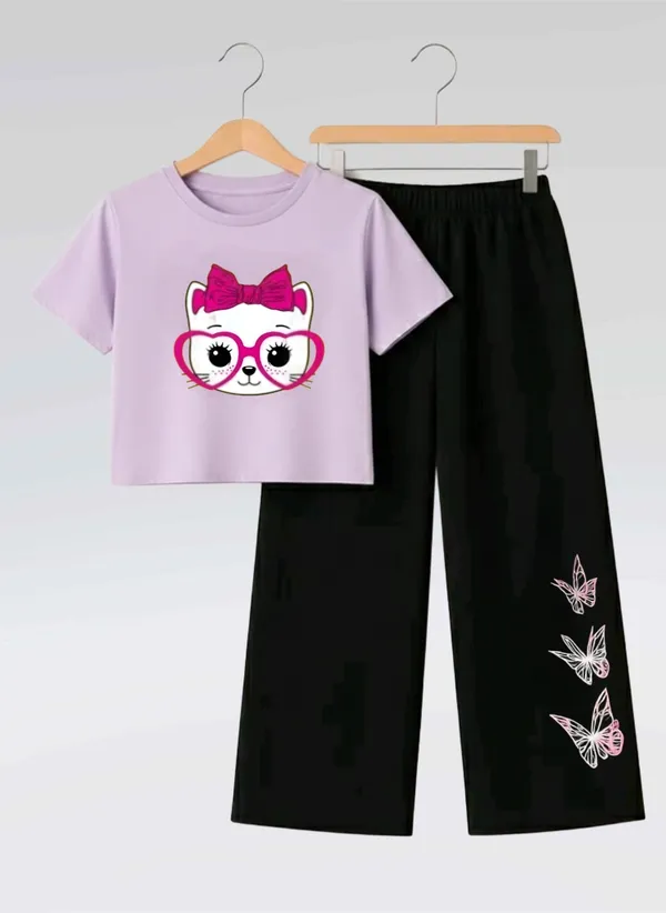 Pink_Printed_T-Shirt_And_Black_Pants_Set_For_Girls