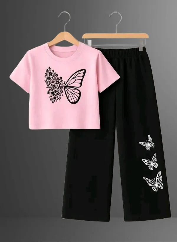 Pink_Short_Sleeve_Butterfly_Print_Set_for_Girls
