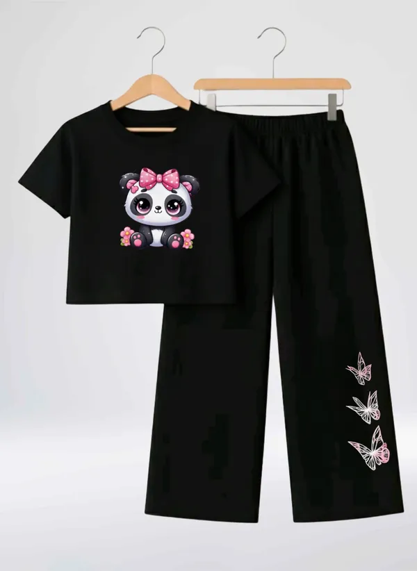 Pink_Printed_T-Shirt_And_Black_Pants_Set_For_Girls